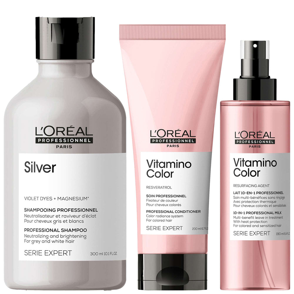 L'Oréal Professionnel  Trio: Silver and Vitamino at Home Experts for Natural White/Grey Hair