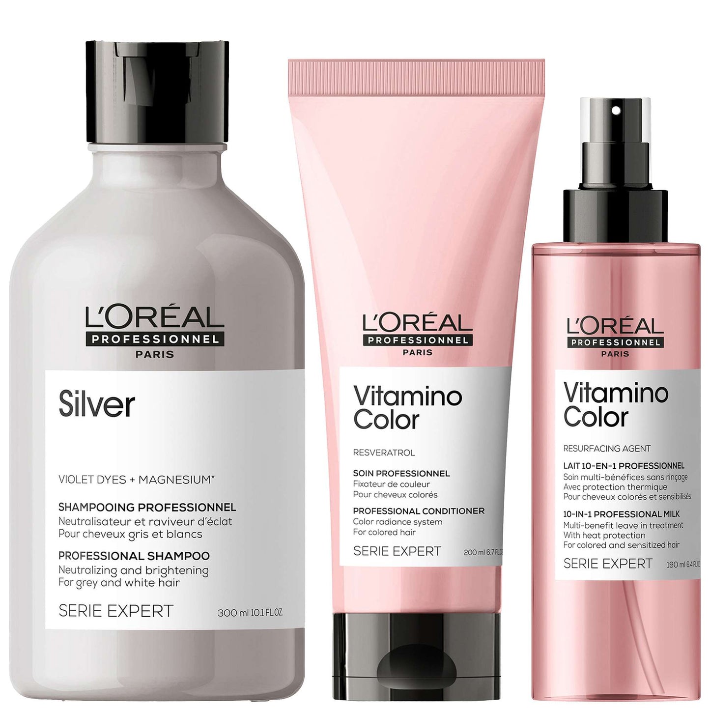 L'Oréal Professionnel  Trio: Silver and Vitamino at Home Experts for Natural White/Grey Hair
