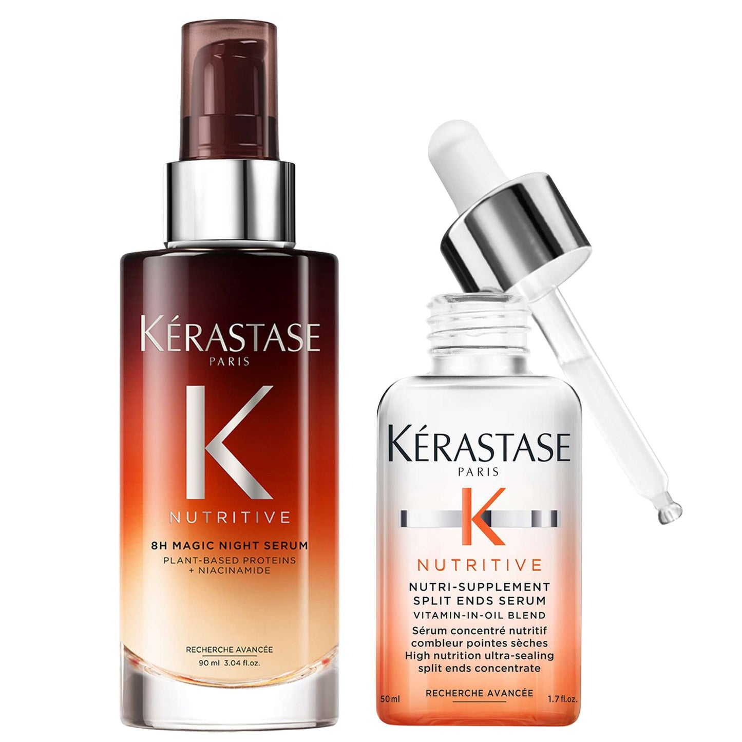 Kérastase  Duo: 8H Magic Night Serum With Niacinamide 90ml & Split Ends Serum 50ml for Dry Hair