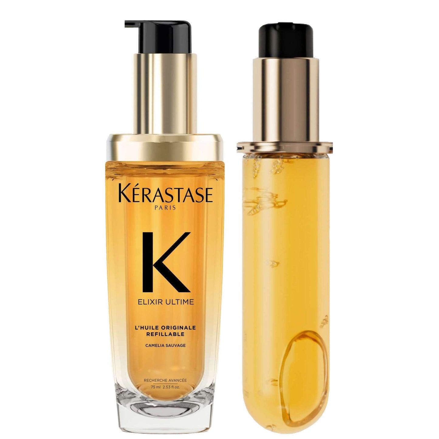 Kérastase  Duo: Elixir Ultime Hair Oil L'Huile Originale Refillable with Argan Oil & Heat Protection 75ml for All Hair Types