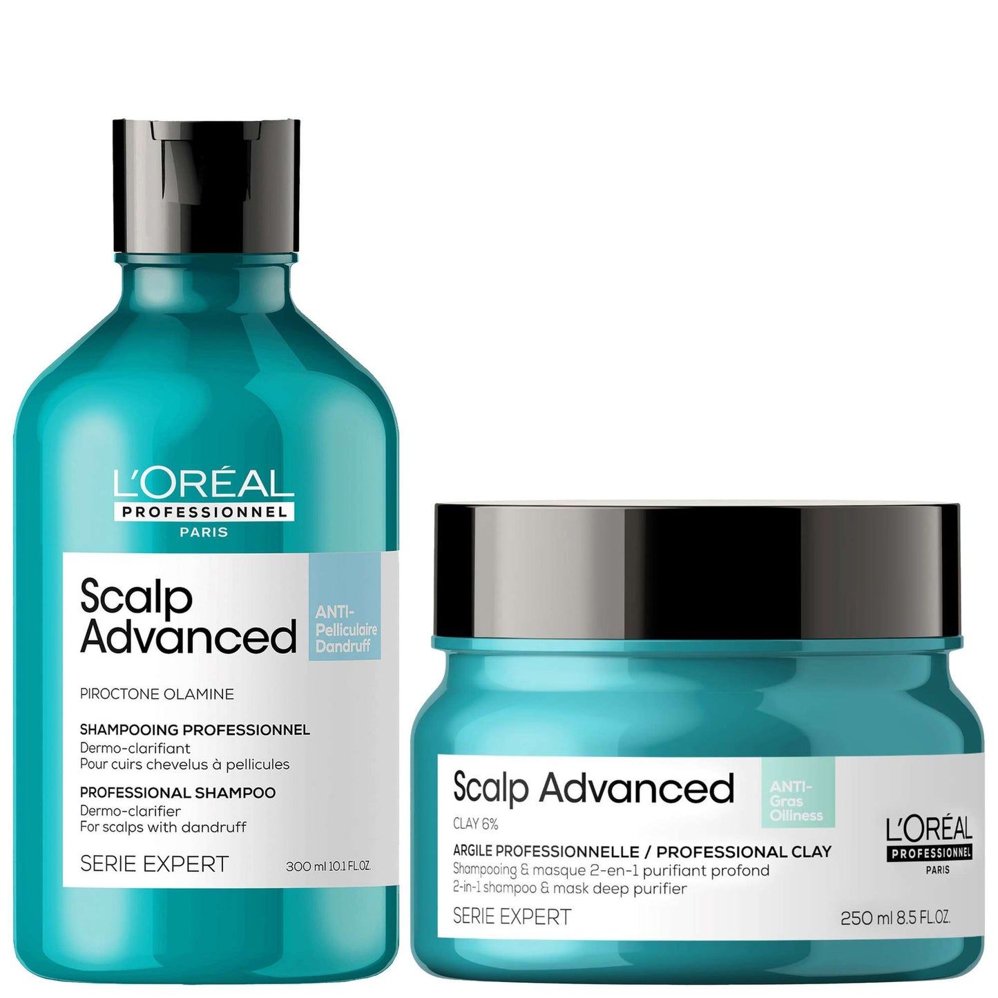 L'Oréal Professionnel  Duo: Serié Expert Scalp Advanced Anti-Dandruff Shampoo and Mask Routine for Oily Dandruff Hair