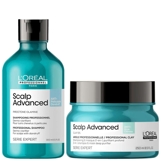 L'Oréal Professionnel  Duo: Serié Expert Scalp Advanced Anti-Dandruff Shampoo and Mask Routine for Oily Dandruff Hair