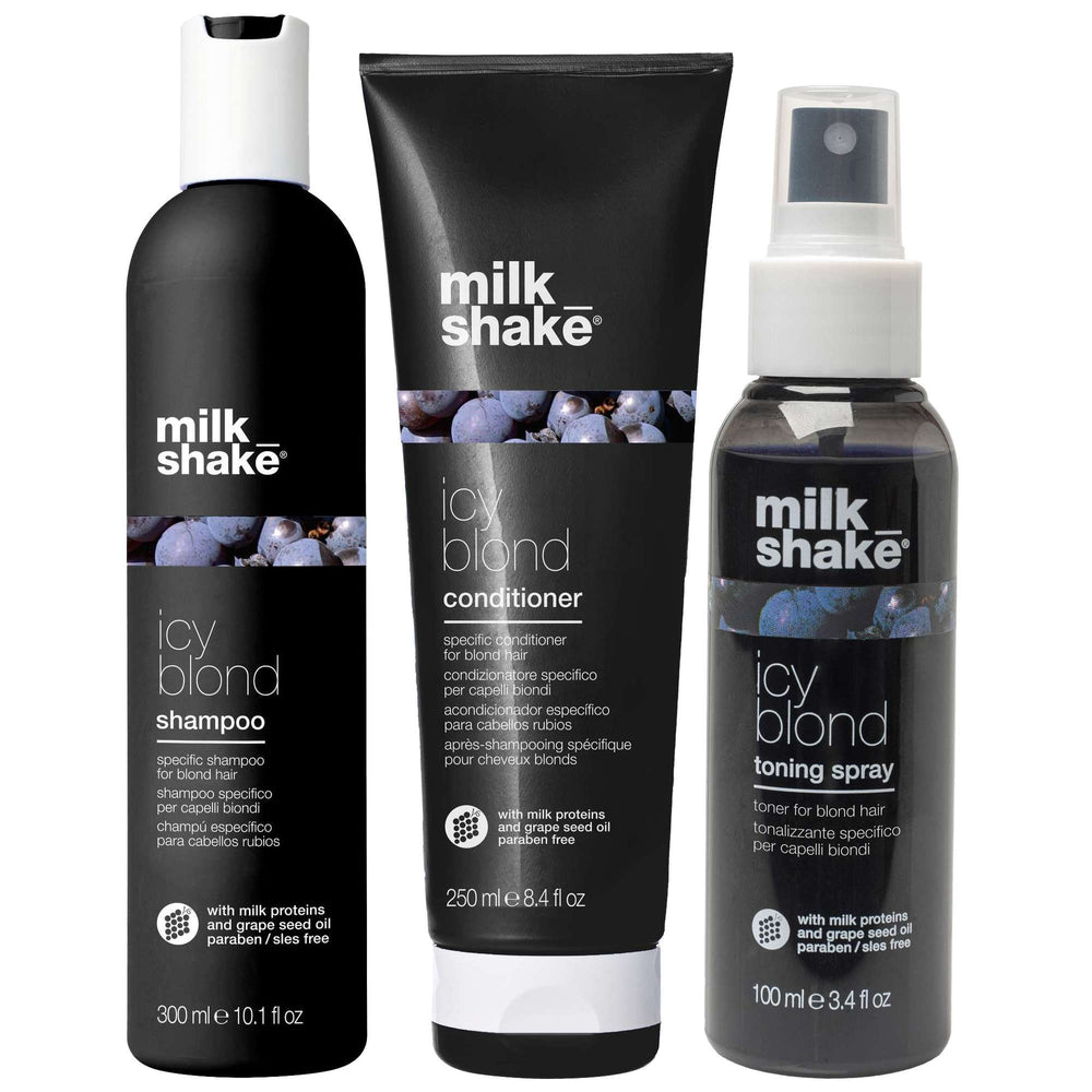milk_shake  Trio: Icy Blonde Shampoo 300ml, Conditioner 250ml & Toning Spray 100ml