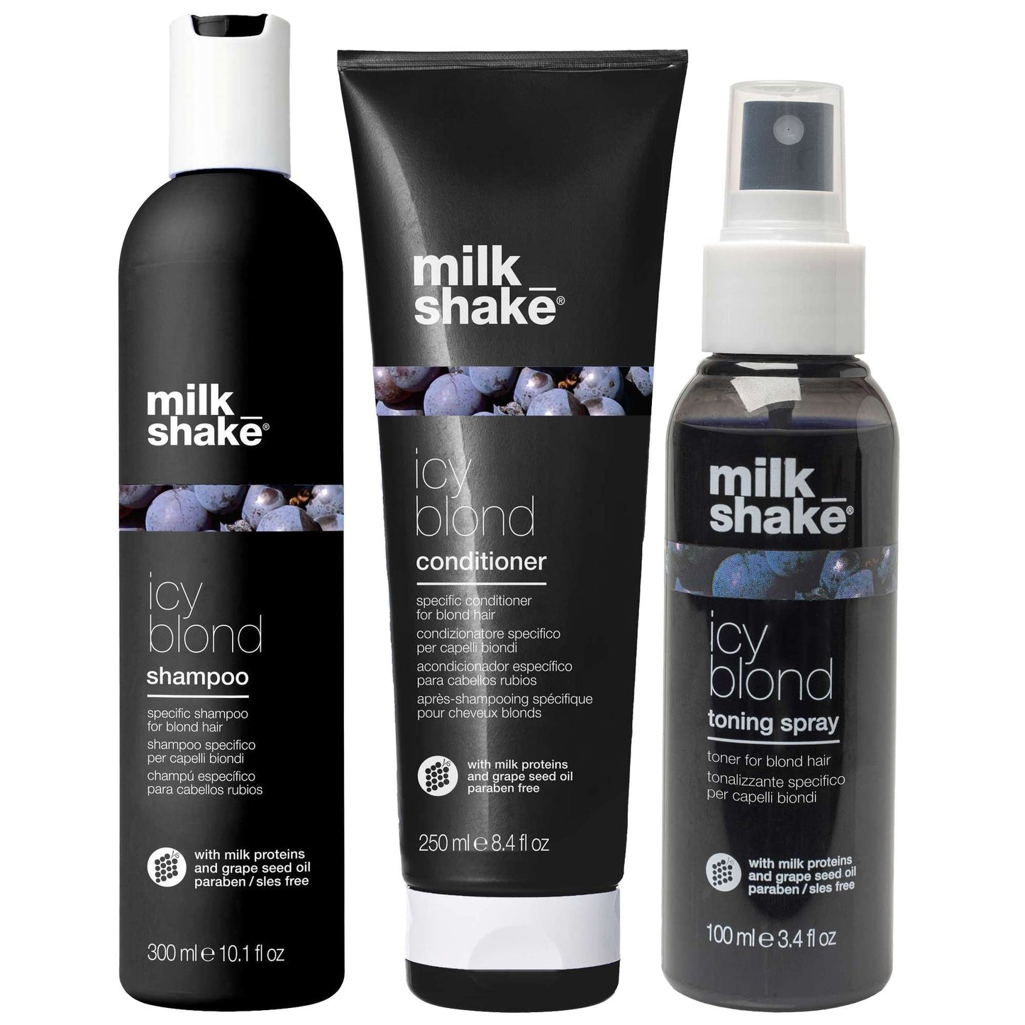 milk_shake  Trio: Icy Blonde Shampoo 300ml, Conditioner 250ml & Toning Spray 100ml