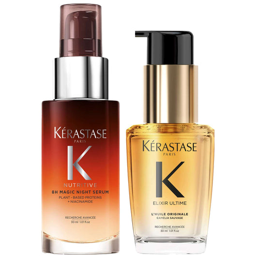 Kérastase  Duo: Nutritive 8H Magic Night Serum With Niacinamide 30ml & Elixir Ultime L'Huile Originale: Iconic Hair Oil 30ml