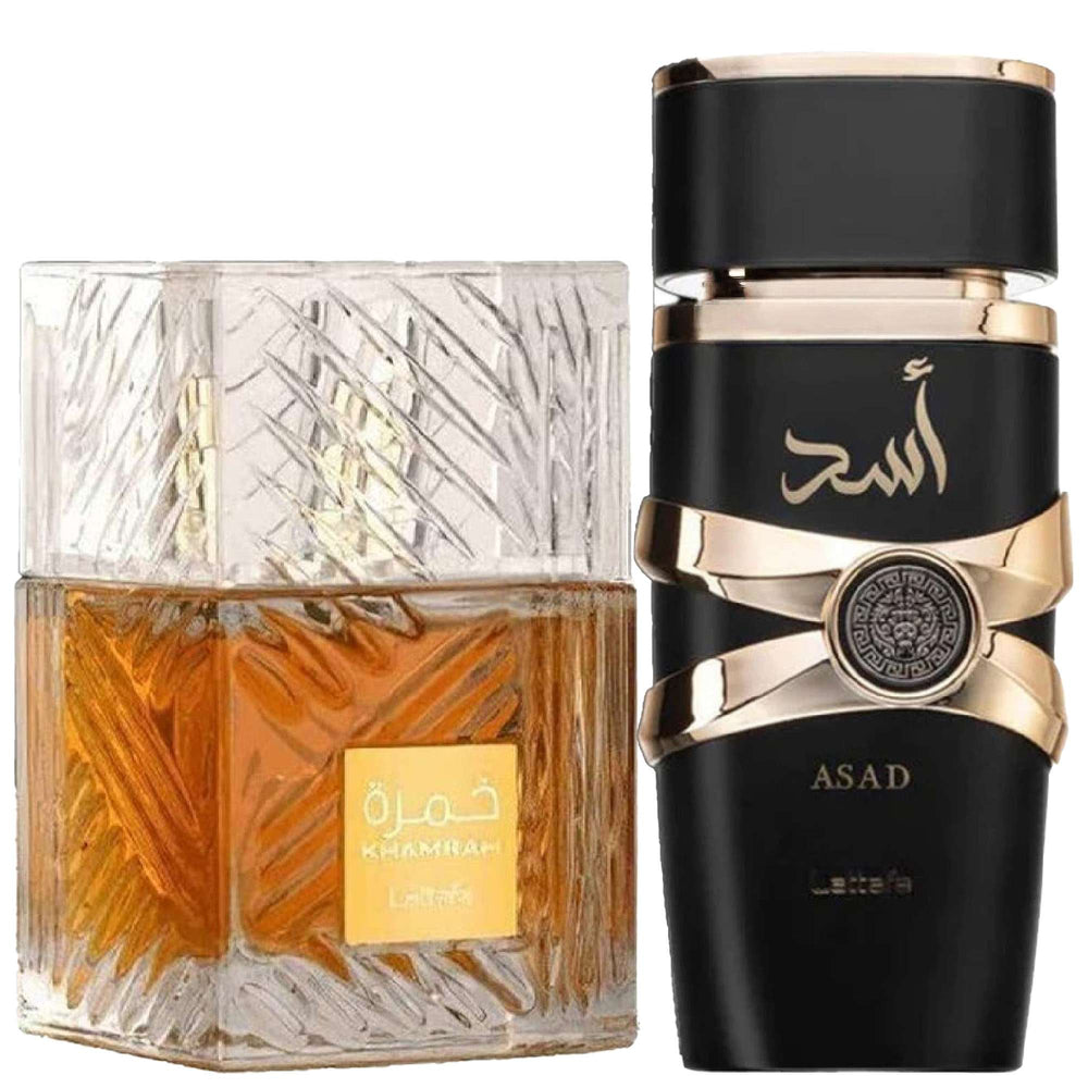 Lattafa  Duo: Khamrah Eau de Parfum Spray 100ml & Asad Eau de Parfum Spray 100ml