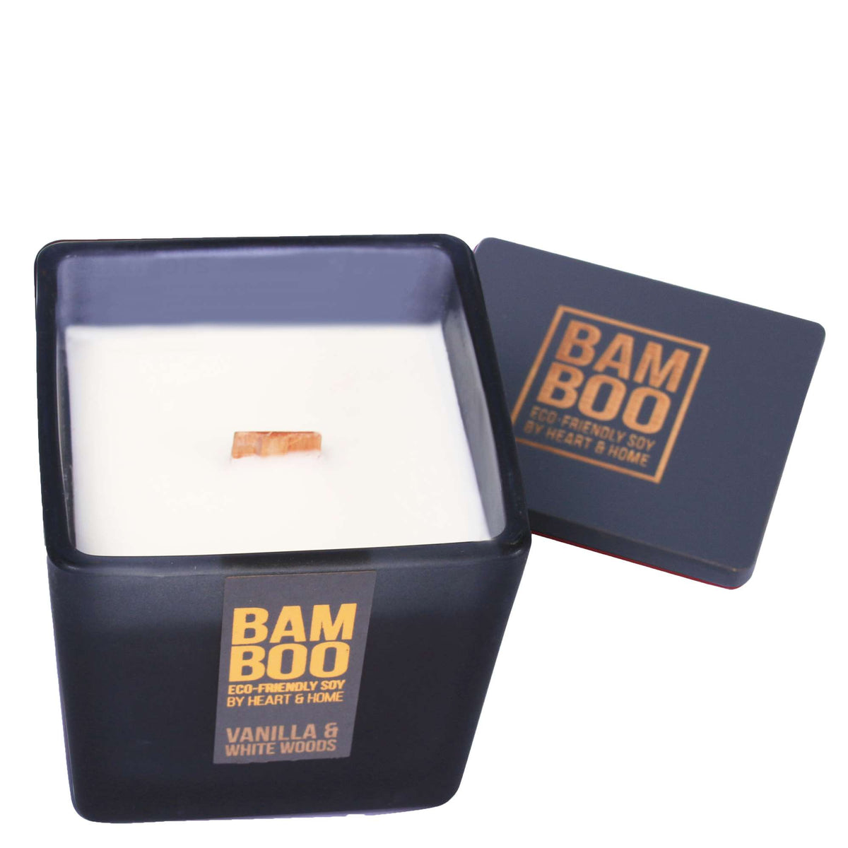 BAMBOO Large Jar Candle Vanilla & White Woods Candle 210g - Additional 1