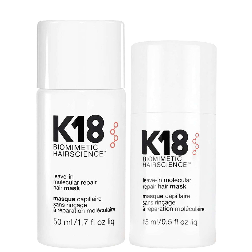 K18  Duo: Biomimetic Hairscience Leave-In Molecular Repair Hair Mask 50ml & Leave-in Molecular Repair Hair Mask 15ml