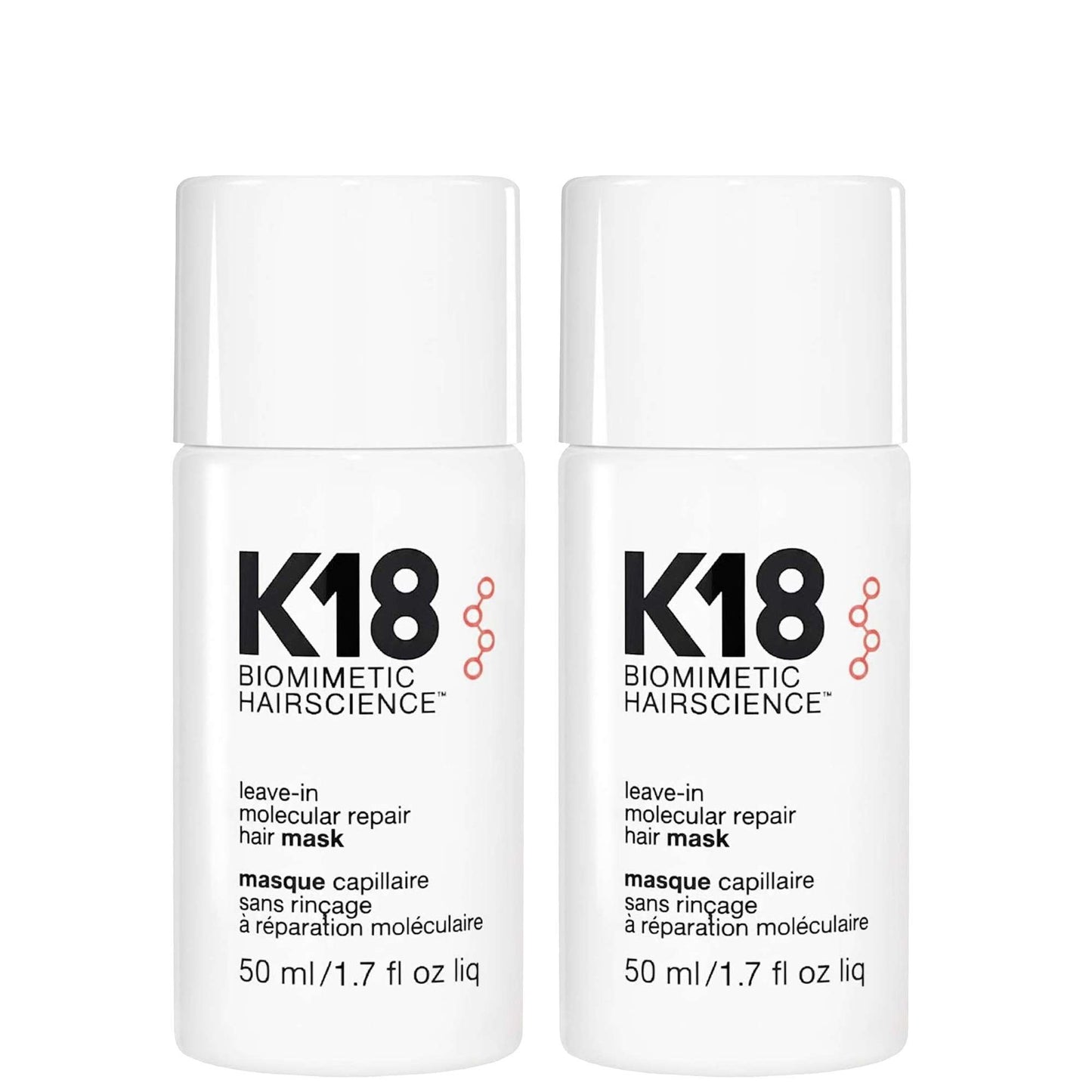 K18  Biomimetic Hairscience Leave-In Molecular Repair Hair Mask 50ml x2