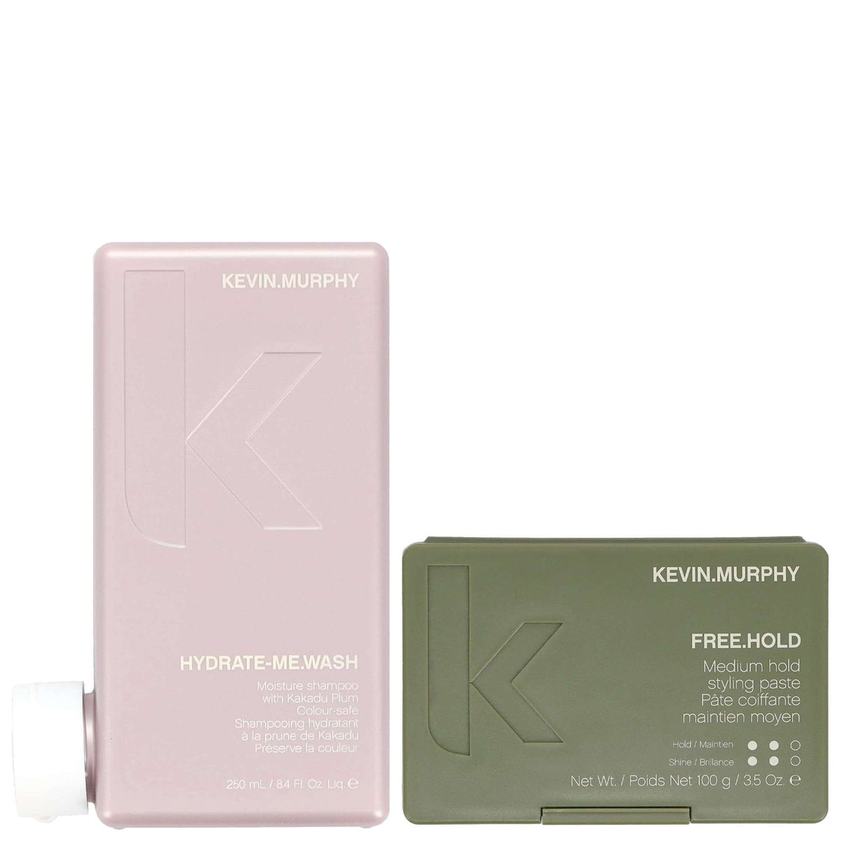 Kevin.Murphy Bundles Duo: Wash Hydrate-Me.Wash 250ml & Style Free.Hold Medium Hold Styling Paste 100g