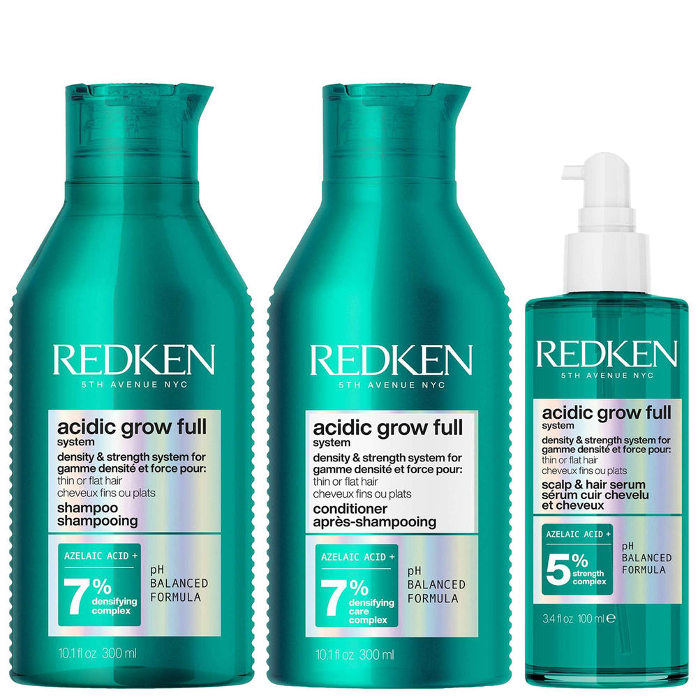 Redken Bundles Trio: Acidic Grow Full System Densifying Shampoo 300ml, Conditioner 300ml & Hair Serum 100ml