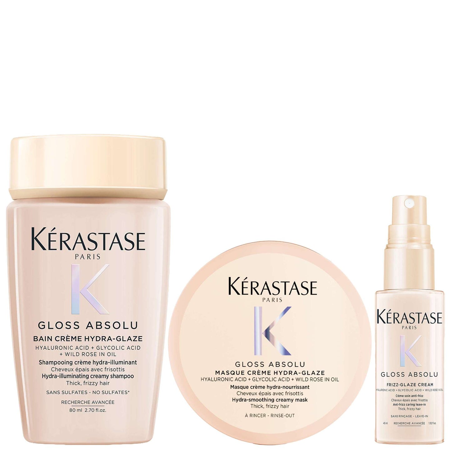 Kérastase  Trio: Gloss Absolu Shampoo 80ml, Masque 75ml & Cream 45ml