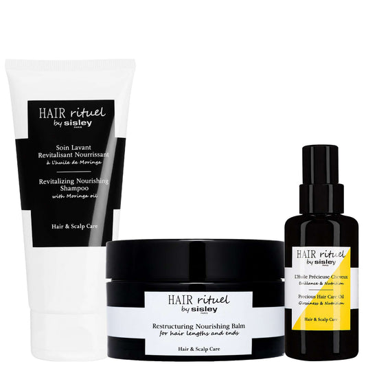 Hair Rituel by Sisley Bundles Trio: Precious Hair Care Oil 100ml, Restructuring Nourishing Balm 125g & Revitalising Nourishing Shampoo 200ml