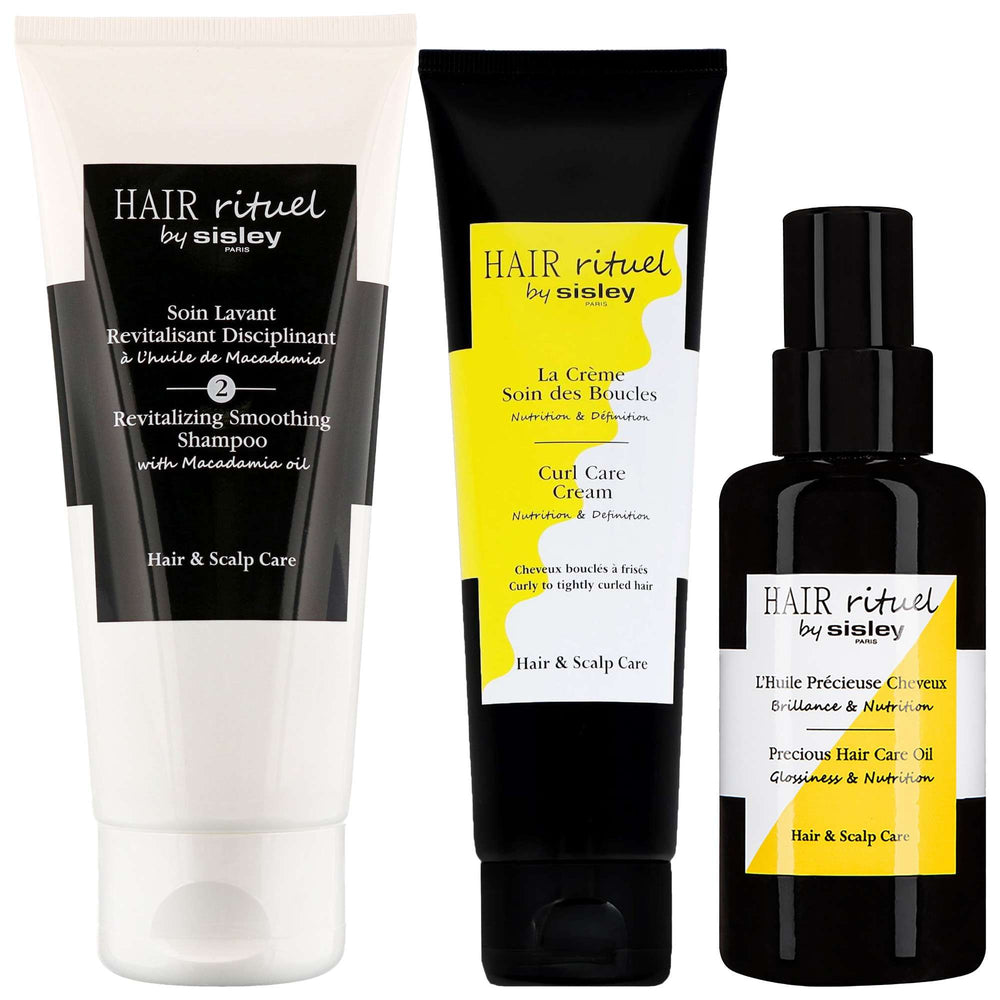 Hair Rituel by Sisley  Trio: Curl Care Cream 150ml, Precious Hair Care Oil 100ml & Revitalizing Smoothing Shampoo With Macadamia Oil 200ml