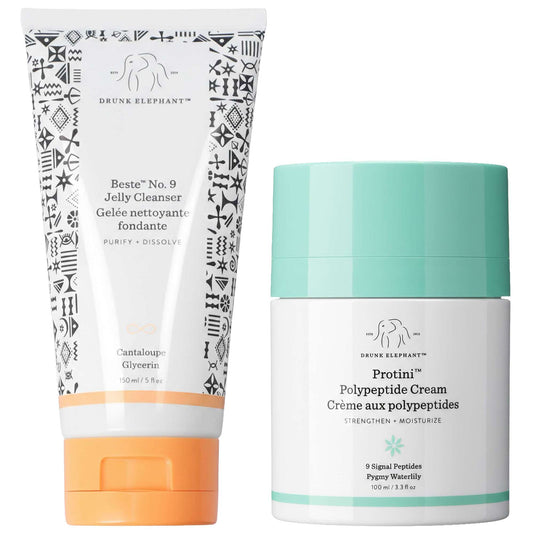 Drunk Elephant  Duo: Beste No. 9 Jelly Cleanser PH 5.5 150ml & Protini Polypeptide Firming Refillable Moisturiser 100ml