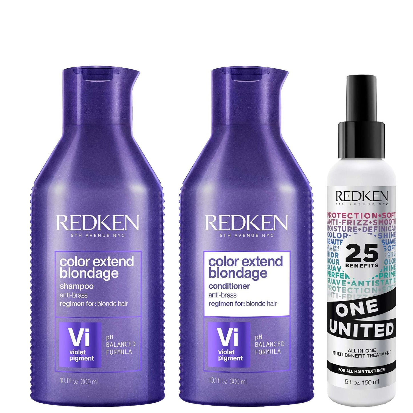 Redken  Trio: Color Extend Blondage Shampoo 300ml, Conditioner 250ml & All-In-One Multi-Benefit Treatment 150ml