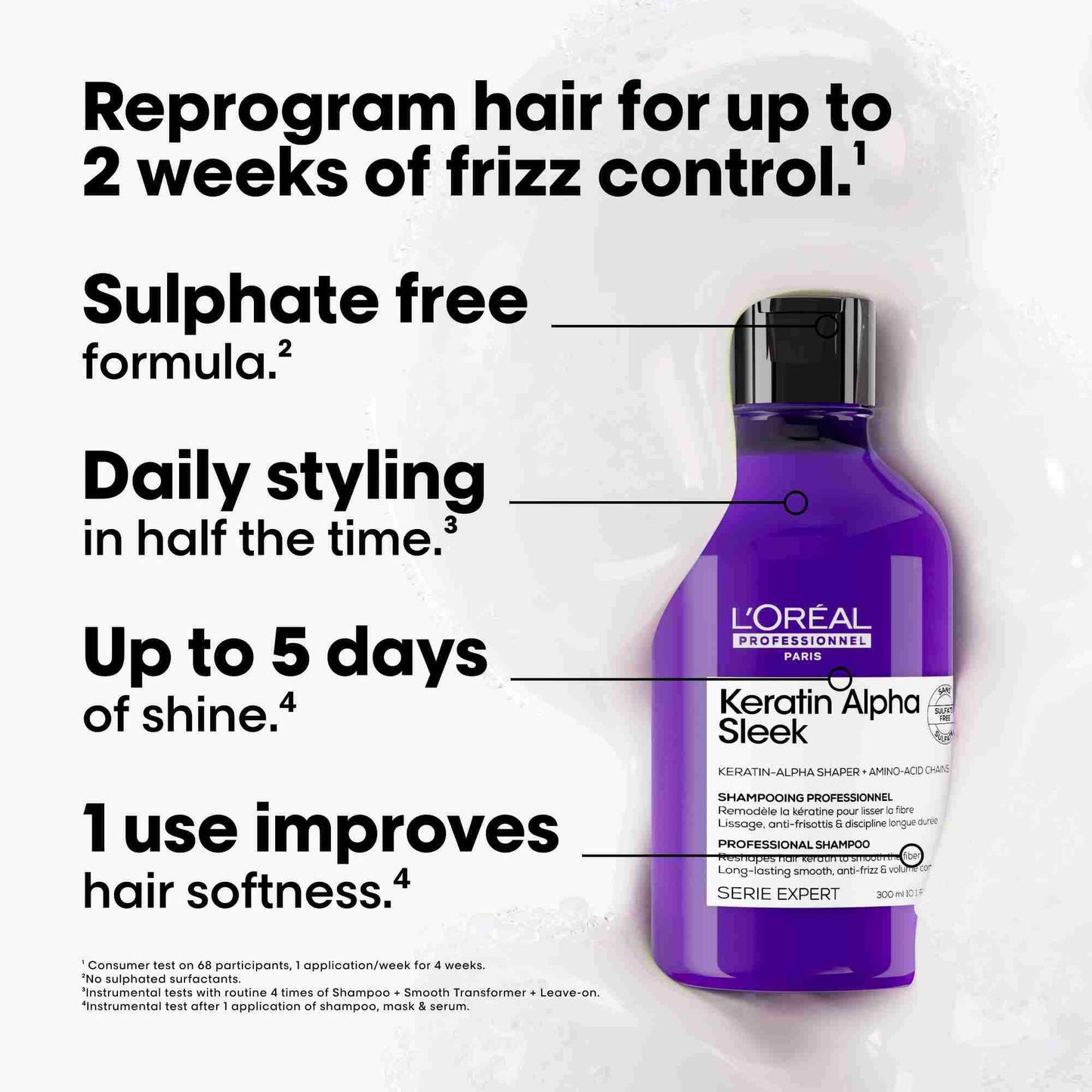 L'Oréal Professionnel Keratin Alpha Sleek Anti Frizz & Smoothing Shampoo 300ml - Additional 7