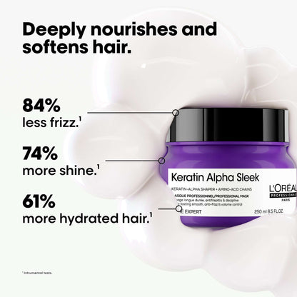 L'Oréal Professionnel Keratin Alpha Sleek Anti Frizz & Smoothing Hair Mask 250ml - Additional 1