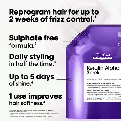 L'Oréal Professionnel Keratin Alpha Sleek Anti Frizz & Smoothing Shampoo Refill 500ml - Additional 1