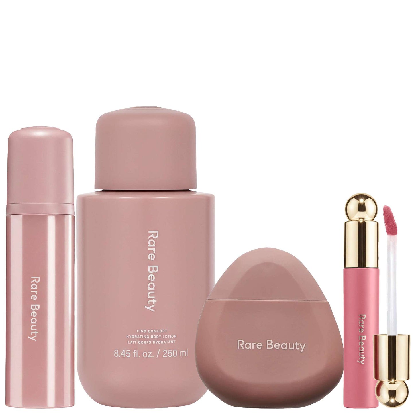 Rare Beauty  Find Comfort Fragrance Mist 100ml, Hand Cream 53ml, Body Lotion 250ml & Soft Pinch Tinted Lip Oil Hope 3ml