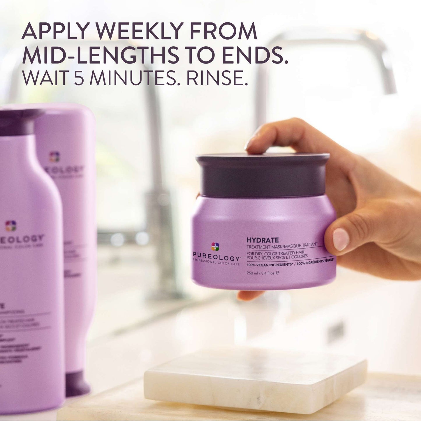 Pureology Hydrate Hair Treatment Mask, Deep Conditioning Hair Mask for Dry or Color-Treated Hair 250ml - Additional 6