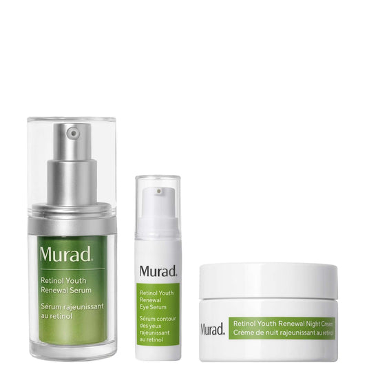 Murad  Youth Renewal Retinol Trial Kit for smoother, younger-looking skin Retinol Youth Renewal Serum 15ml Retinol Youth Renewal Eye Serum 5ml Retinol Youth Renewal Night Cream 15ml